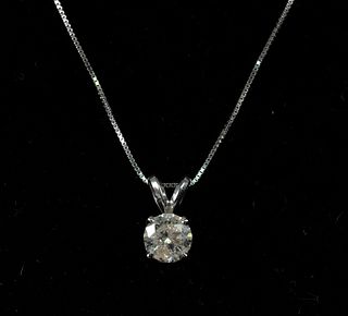 14K White Gold & 0.75 CT Diamond Pendant Necklace