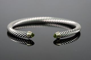 David Yurman 925 & 14K Cable Classic Cuff Bracelet