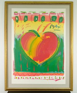 Peter Max 'Heart' Enhanced Serigraph on Arches Paper