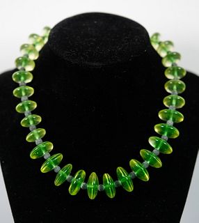 Vintage Uranium Vaseline Glass Bead Necklace