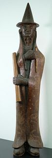 Paul Domville, "Astrologer" Figural Wood Sculpture