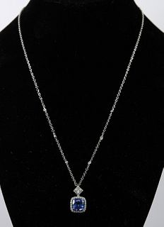 18K WG Tanzanite & Diamond Pendant Necklace