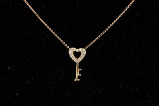 18K Rose Gold Key to Heart Pendant Necklace