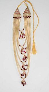 Antique Pearl and Ruby Necklace c. 1800