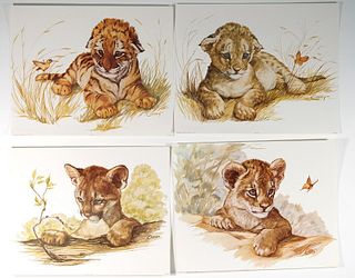 Group, 6 Wild Cat Cub Litho's after Clancy Cherry