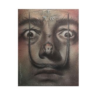 Sergio Kopeliovich. Salvador Dalí. Firmado y fechado 1989. Pastel sobre papel. Enmarcado. 108 x 85 cm.