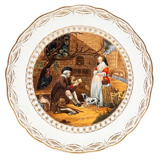Meissen Hand Painted Porcelain Plate man and woman