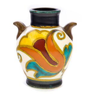 Gouda Holland Painted Pottery vase