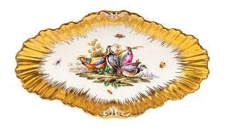 KPM Porcelain Gold Painted dish with pheasants