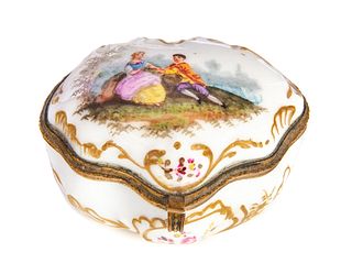 French Porcelain Box marked