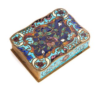 Champlevé Enamel Bronze Stamp Box