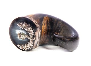 Scottish Silver mounted snuff mule Horn