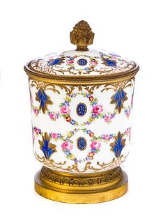 Sevres Porcelain Covered Jar with lid Signed L