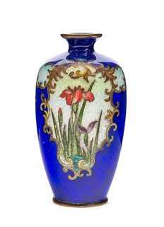 Blue enamel Cloisonné cabinet vase