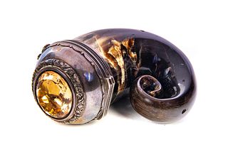 Silver Mounted Scottish Snuff Mule with Large Citrine