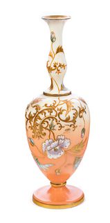 Enamel Decorated art glass vase
