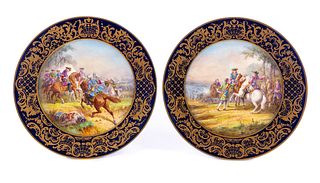 Pair French Sevres Porcelain Plates H, Desprez