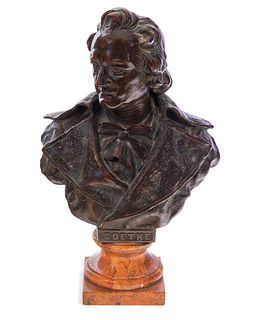 Bronze bust of Goethe German Poet signed S. Allegro on