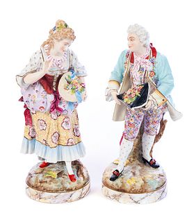 Pair Of 16 Inch Old Paris Porcelain Figures