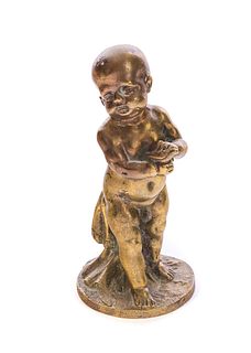 Bronze Statue Of Boy Holding Bird