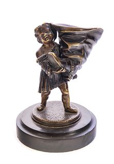Bronze Statue of Boy Holding Boot