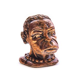 Folk Art Copper Bust Black Americana