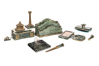Bronze and Marble Desk Set