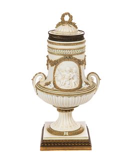 French Porcelain and Bronze Urn