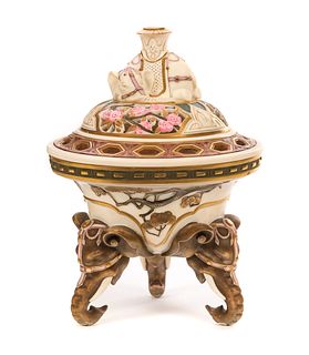 Royal Worcester Porcelain Potpourri and Cover 1880