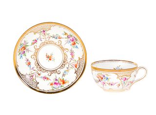 Dresden Hand Painted Porcelain Cup and Saucer