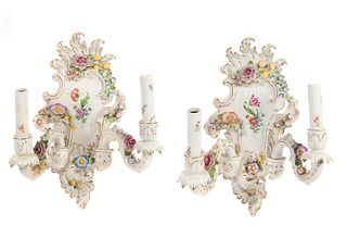 PAIR OF VON SCHIERHOLZ HAND PAINTED PORCELAIN WALL