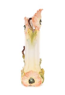15" Austrian Carlsbad Raised Poppy Porcelain Vase