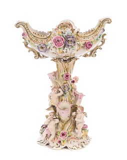 Potschappel Figural Cupid Porcelain Centerpiece