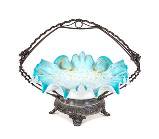 Victorian Art Glass Brides Basket