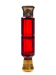 Large Cranberry Art Glass Double Perfume Scent Bottle