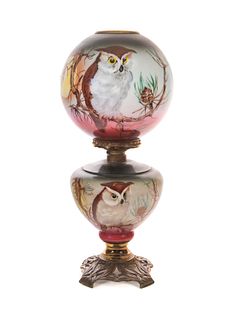 GWTW Banquet Lamp with Handpainted Owl's