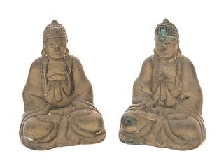 Pair of Cast Metal Buddha's