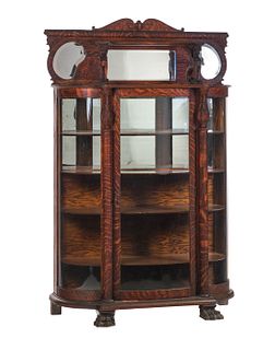 Horner Standing Wing Griffin 1/4 Sawn Oak China Cabinet