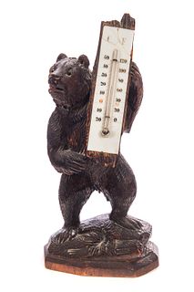 Black Forest Bear Glass Eyes Thermometer