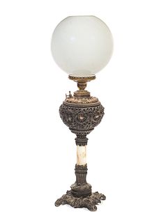 Victorian Onyx Ornate Banquet Lamp