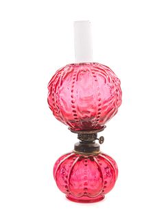 Cranberry Miniature Victorian Gone With The Wind Lamp