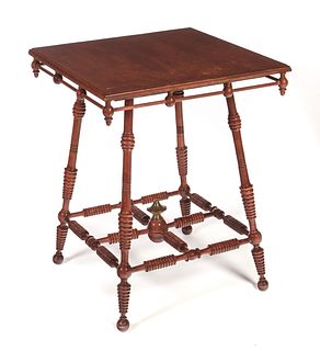 Cherry Victorian Stick and Ball Parlor Lamp Table