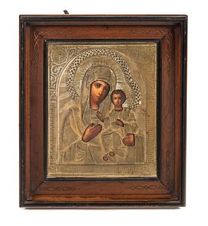 Russian Icon in Walnut Victorian Frame