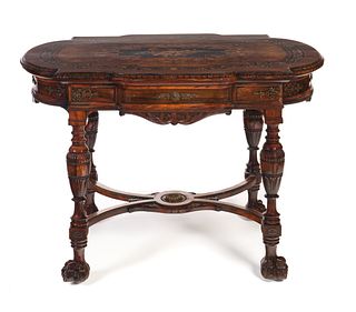 Herter Brothers Marquetry Inlaid Parlor Table