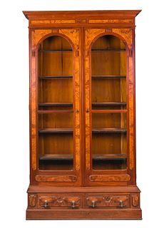 Walnut Victorian 2 Door Bookcase