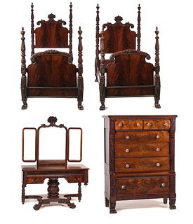 4Pc Acanthus Carved Bedroom Set