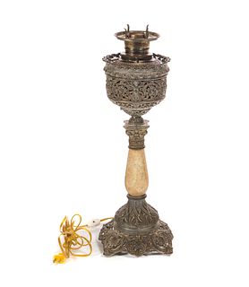 Brass And Marble Banquet Lamp