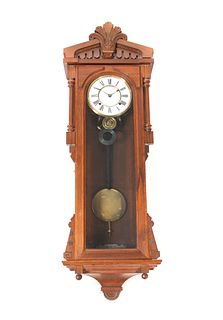 Walnut Victorian Ansonia Hanging Regulator Clock