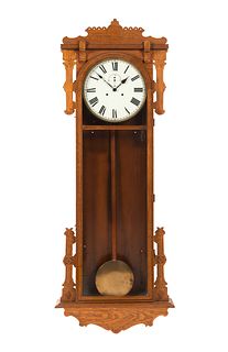 Oak Welch Hanging Regulator Clock