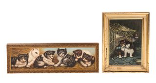 2 1900 Oil Paintings Of Kittens
